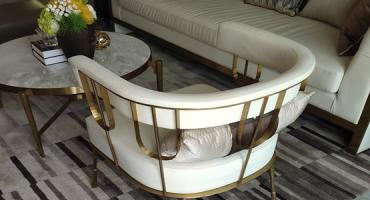 別墅定制型香檳金不銹鋼家具